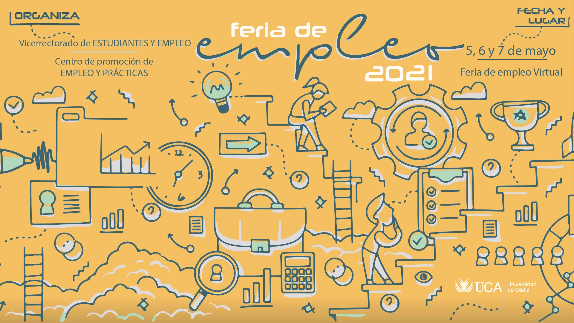 Virtueller Jobbörsenplakat der UCA Universität Cádiz, 5.-7. Mai 2021