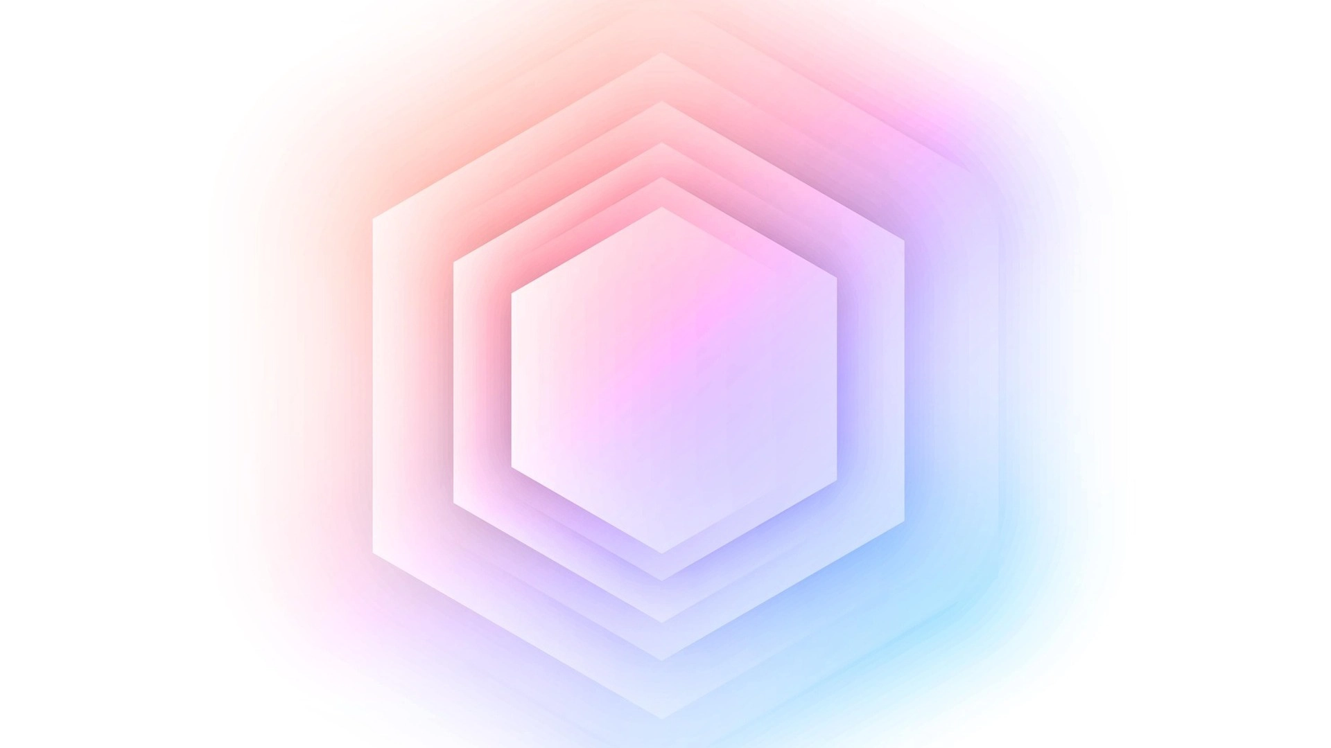 Konzentrische hexagonale Formen mit pastellfarbenem Regenbogen-Hintergrund