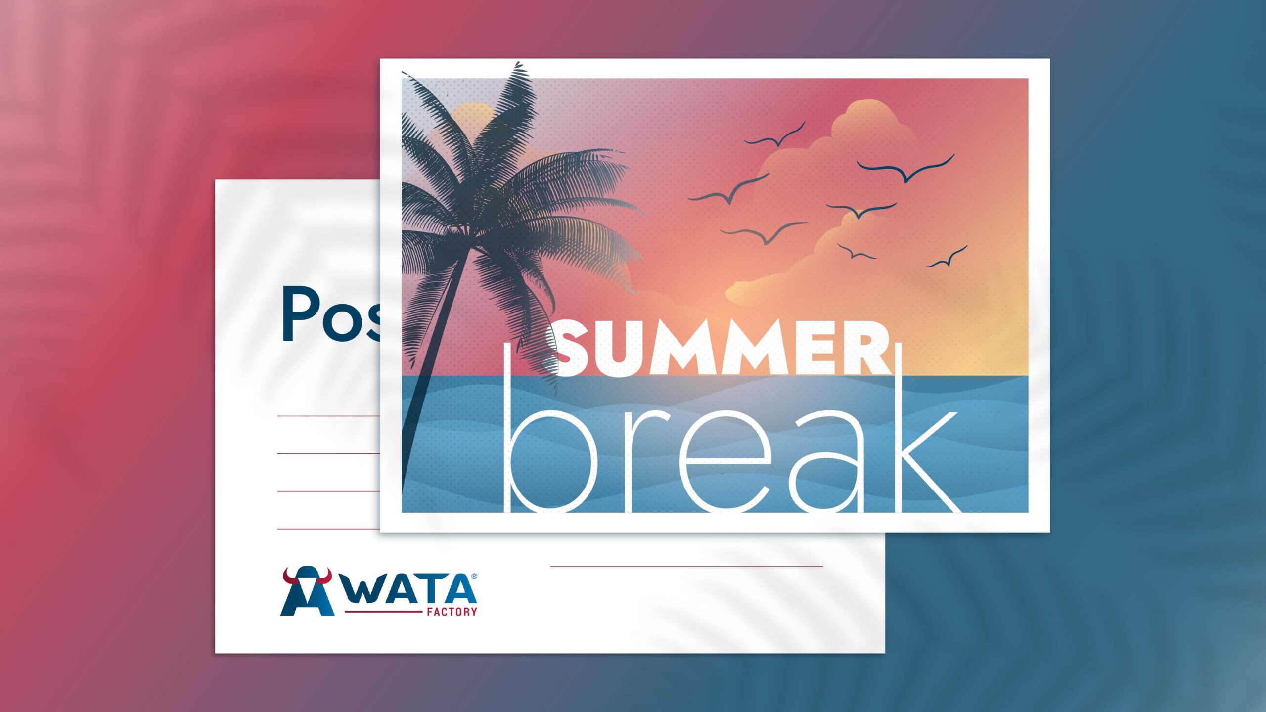 Holidays postal card with the wata factory colors