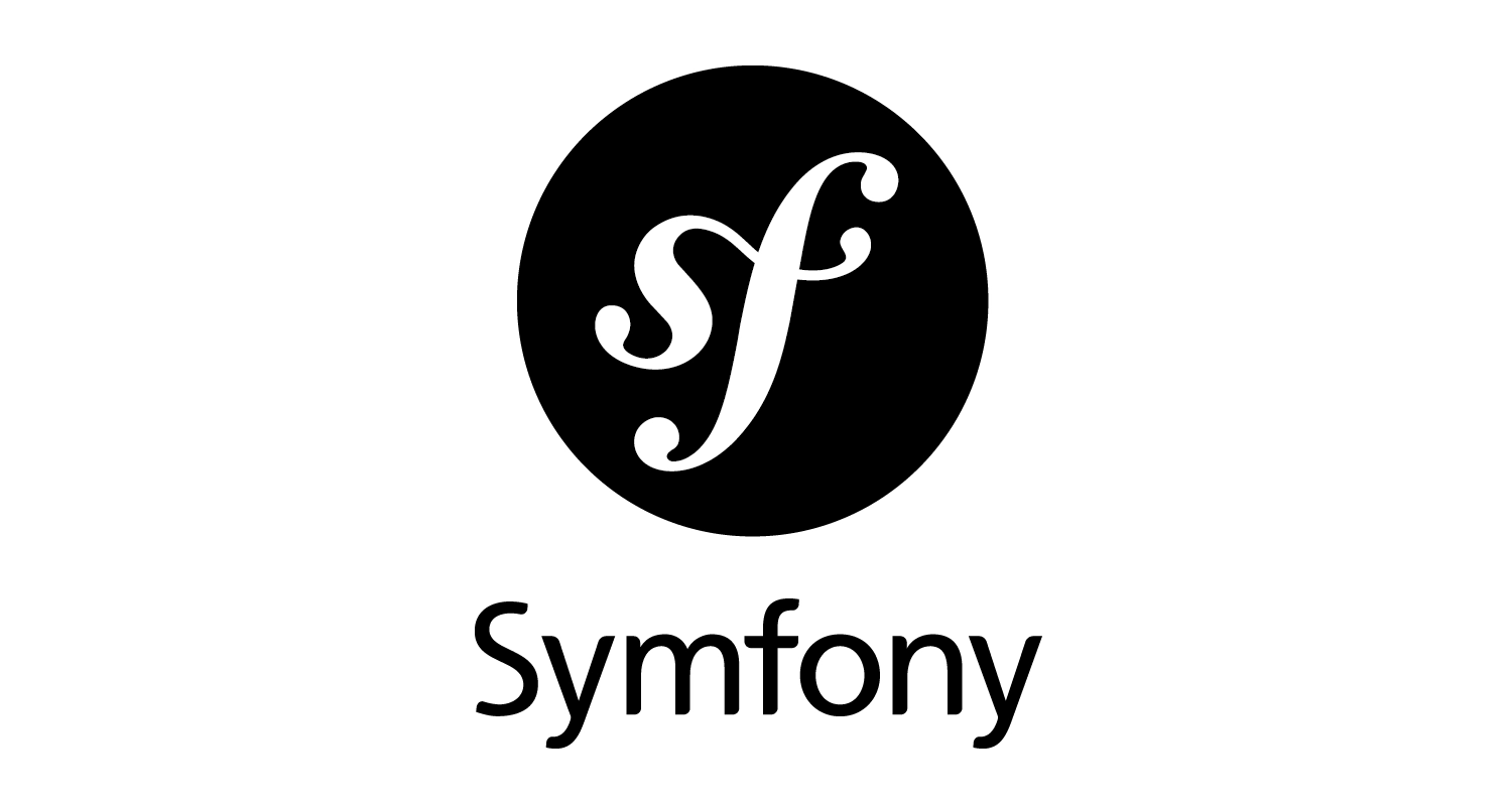 Logo de Symfony con letras 'sf' estilizadas en blanco sobre un círculo negro con texto 'Symfony'