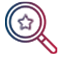Icono de una lupa enfocando una estrella, que representa el control de calidad de software en WATA Factory