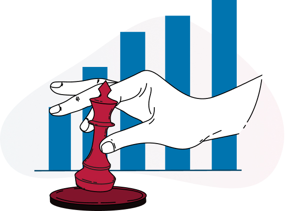 Abstrakte Schachfigur-Silhouetten in einem symmetrischen Muster, das ein visuell interessantes Design schafft.