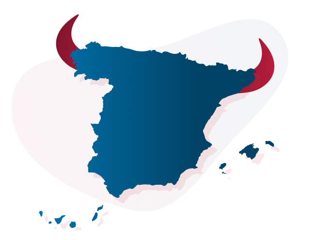 Representación artística de la Península Ibérica, destacando la belleza natural y el patrimonio cultural de España.