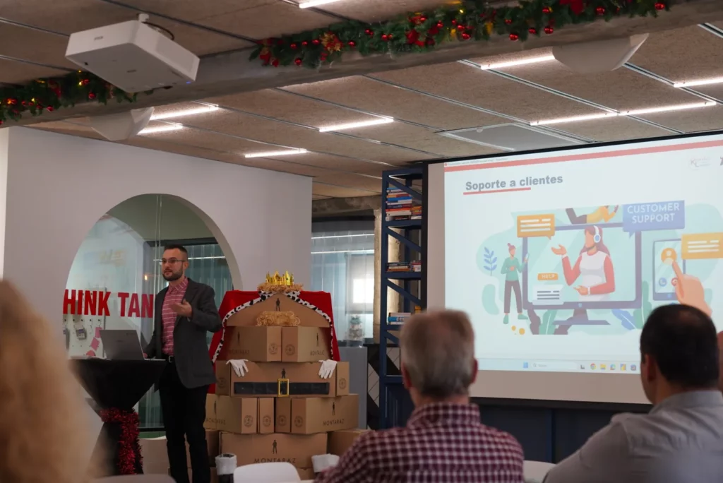 Eliezer L. continuing the technical presentation started by Carmelo B. in front of the team.