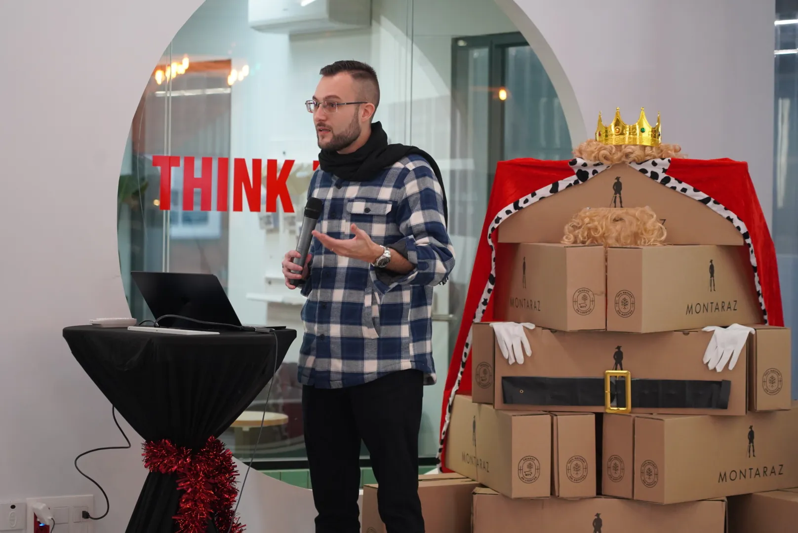 Eliezer L. giving his talk calmly and thoughtfully in front of the team.