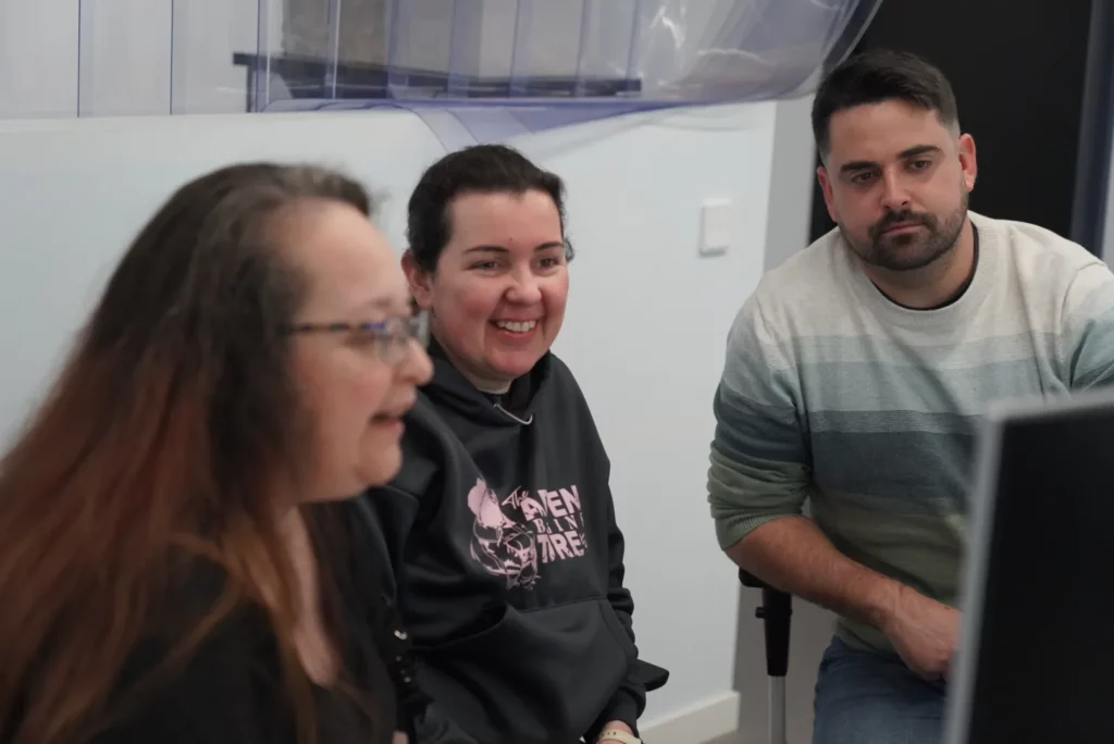 QA team taking a short break during the Iberica Labs technical day at WATA Factory.